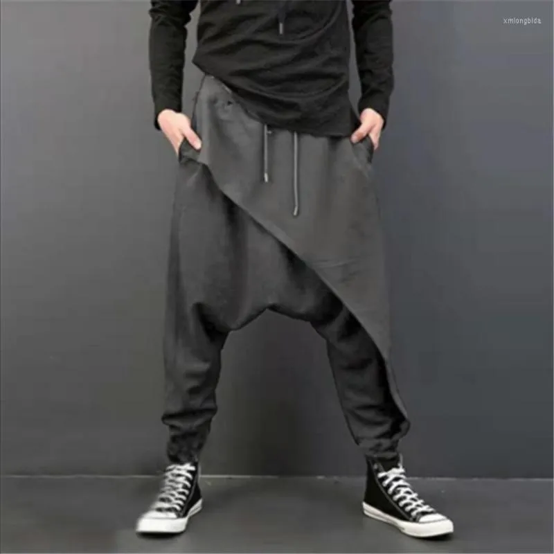 Pantalons pour hommes grande taille hommes décontracté drapé goutte entrejambe Harem pantalon Hip-hop Baggy danse gothique Style Punk