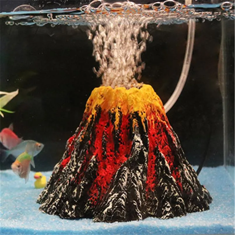 Aquarium Volcano Shape Oxygen Pump Fish Tank Air Bubble Ornament-Decor Stone
