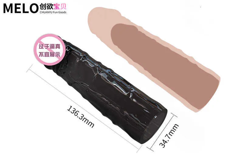 Extensions Men's sex toys Lengthened penis wolf tooth set hollow Sex tools lock sperm ring 7P9Z