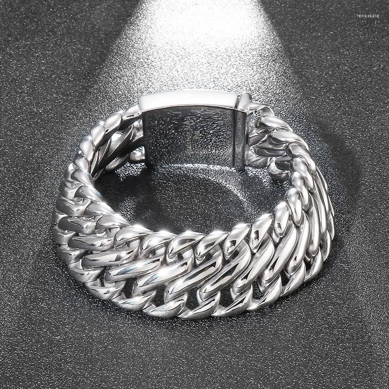 Länkarmband högkvalitativ retro armband 316l rostfritt stål trottoark kubansk vintage enorma kedjor mäns armband smycken 22 mm bredd