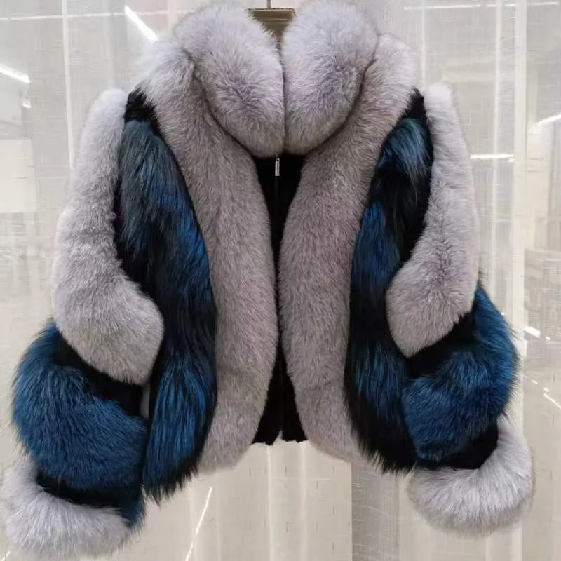 Cappotto da donna in pelliccia sintetica di lusso reale Giacca invernale da donna Corto spesso caldo naturale Capispalla in argento genuino di alta qualità 221231