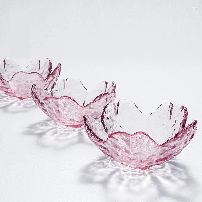 Bowls 1PC Small Glass Bowl With Beautiful Cherry Blossom Pattern Can Be Used For Salad Fruit Vinegar Seasoning Japanese Tableware