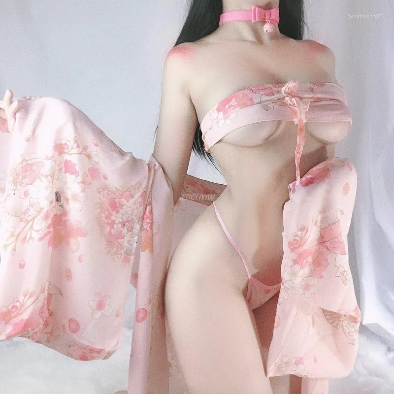 Abbigliamento etnico Abito da passione Kimono giapponese Lingerie sexy Carina cameriera Vestito cosplay per le donne Abito stile tradizionale Costumi Yukata Pigiama