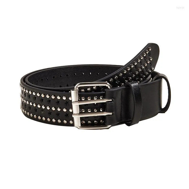 Belts Original Brand Design Vintage Lady Belt Handsome Hollow Out Rivet All-match Fashion Female Top Quality Women Wide