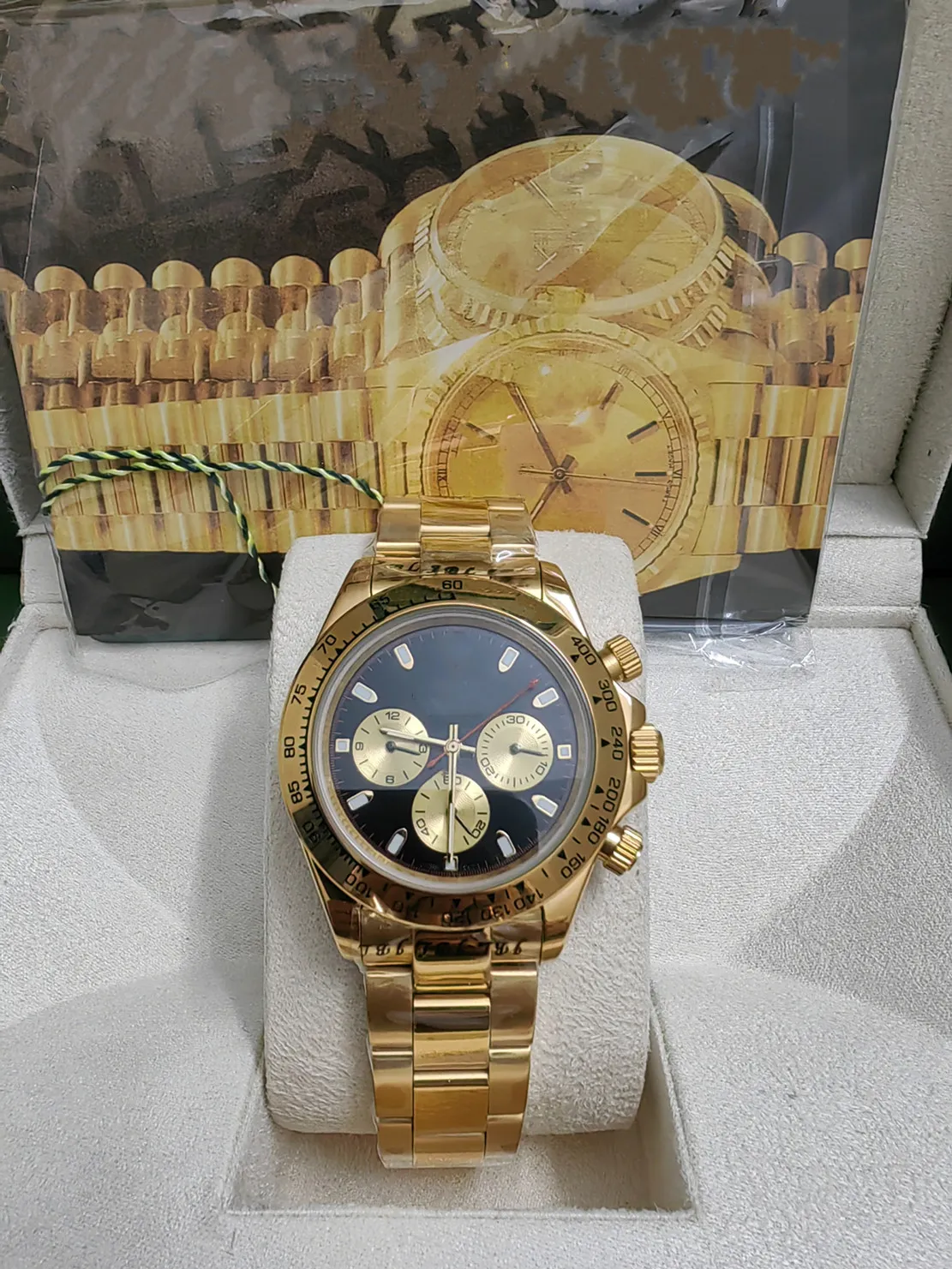 Z oryginalnymi pudełkami zegarkami szafirowymi 40 mm 116509 automatyczne mechaniczne męskie zegarki męskie zegarki no chronograph Gold Black Dial 2023