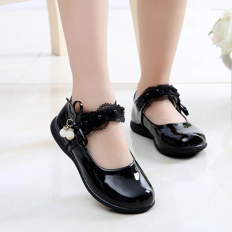 Flat Shoes Little Girls Black Party For Toddlers Big Kids Leather Children's Dress Flats Wedding Stage Classic Simple
