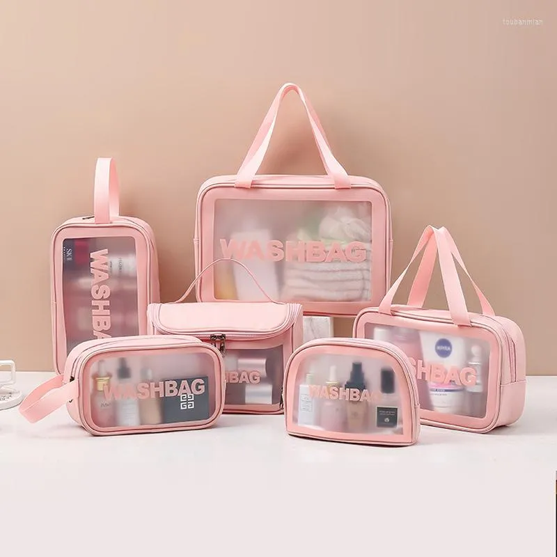 Sacs de rangement transparents pour femmes, mode cosmétique PVC lavage Portable sac de gommage étanche conteneur porte-masque outil