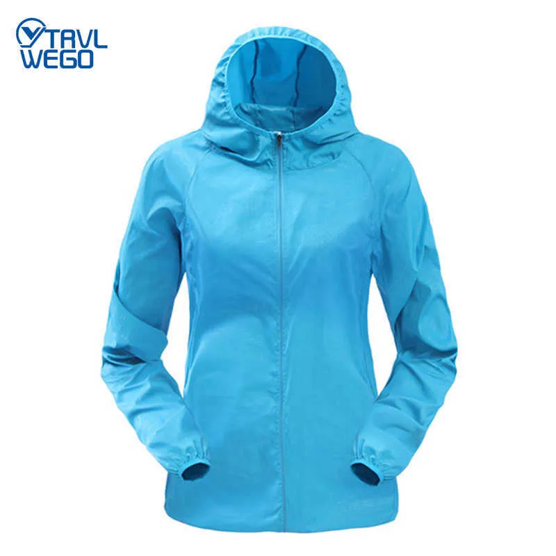 Outdoor-Jacken Hoodies TRVLWEGO Outdoor Laufen Camping Wandern Fahrrad Sport Jacke Sun-Protect Ultraleichte Wasserdichte Windjacke Regen Frauen Männer Mantel 0104