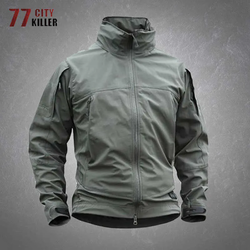 Outdoor-Jacken Hoodies Taktische Jacken Männer Winddicht Wasserdicht Multi-Pocket Kapuzenmäntel Männlich Outdoor Wandern Klettern Soft Shell Military Herren Jacke 0104