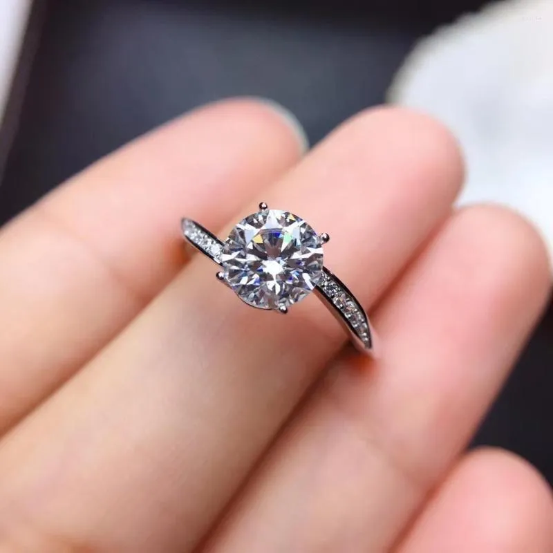 حلقات الكتلة وميض موزانيت الأحجار الكريمة الخاتم الخطوبة زفاف لامعة أفضل من الماس جيد الجوهرة 8x8mm الحجم فتاة الحب هدية