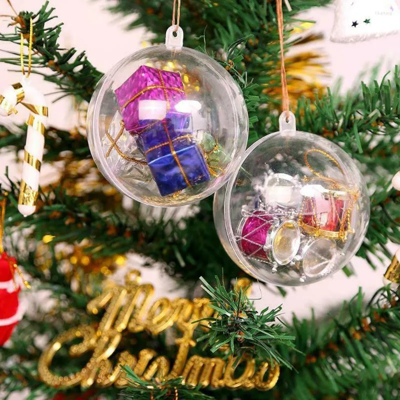 Decorazione per feste 10 pezzi 6-10 cm in plastica aperta trasparente con palline di ornamento regalo scatola regalo decorazioni per albero di Natale palla trasparente