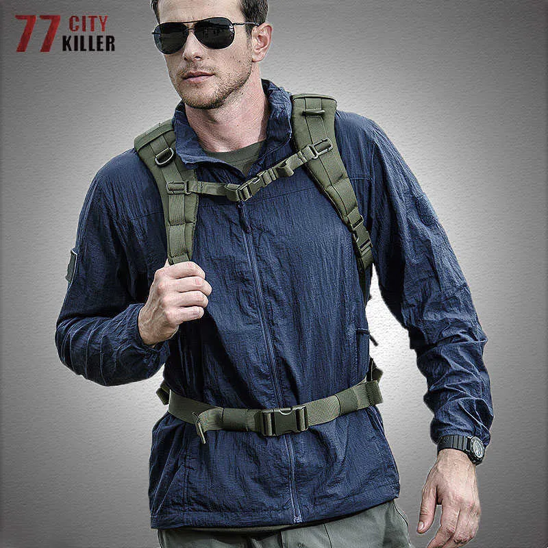 Giacche da esterno Felpe con cappuccio Estate Impermeabile Quick Dry Tactical Skin Giacche Uomo Impermeabile con cappuccio Giacca a vento sottile Protezione solare Giacca militare militare Taglia 2XL 0104