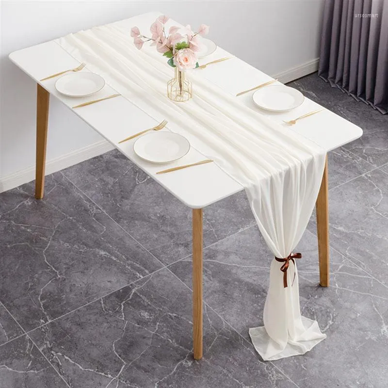 Tovaglia Runner di lusso in chiffon lungo tinta unita per feste di matrimonio, banchetti di Natale, decorazioni per torte con archi per la casa nuziale