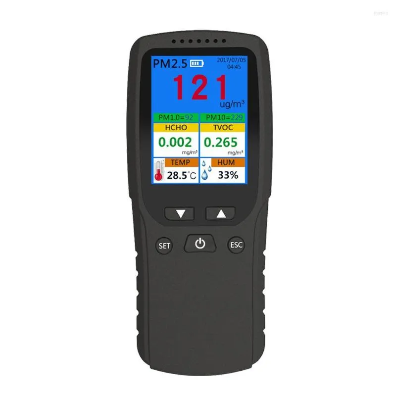 En 1 PM2.5/PM1.0/PM10/HCHO/TVOC/AQI/détecteur de température/humidité écran couleur LCD détection de température et d'humidité à domicile