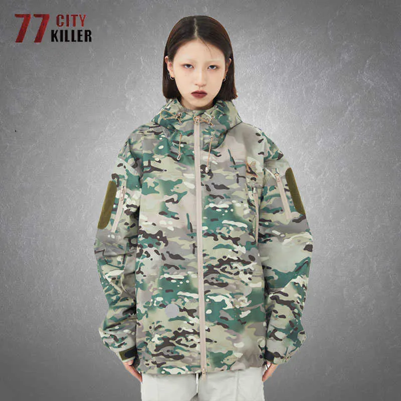 Vestes d'extérieur Hoodies Camouflage Tactique Polaire Vestes Hommes Hiver Épaissir Chaud Plusieurs Poches Parkas À Capuche En Plein Air Combat Militaire Manteaux Unisexe 0104