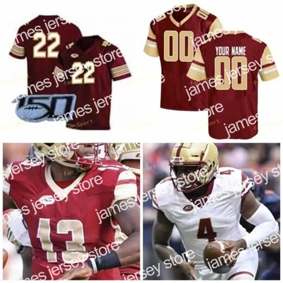 American College Football Wear Thr NCAA College Jerseys Boston 2 AJ Dillon 4 Zay Flowers 4 EJ Perry 6 Dennis Grosel 9 Kobay White A. Brown Custom Football Stitched