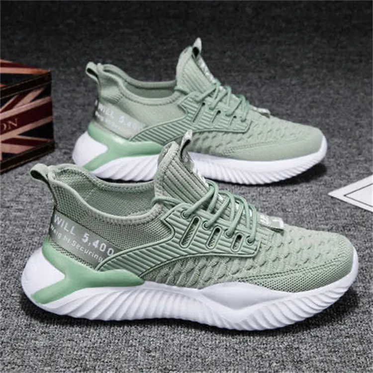 Laufschuhe WeiB Schwarz Grun Atmungsaktiv Mode Stricken Jogging Bequem Weiche Schnurung Sport Sneakers Freizeitschuh Herren Trainer Von 30 09 DHgate