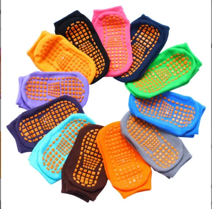 Non-slip Trampoline Socks infant Anti skid grips jumping socks for 1-4years baby silicone bottom sports floor sock