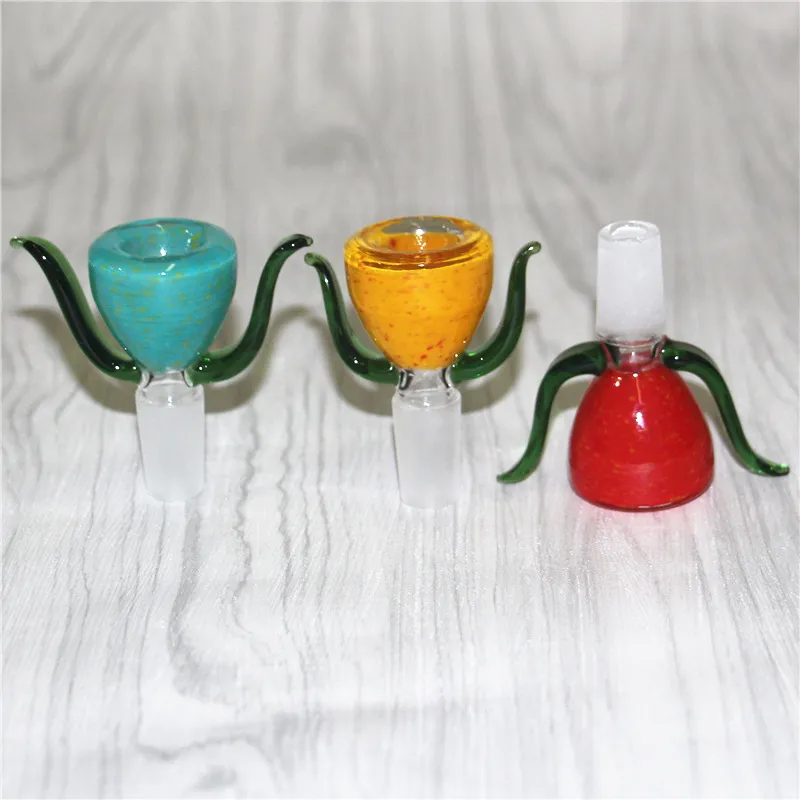 Hookahs Herb Slide Colorful Flower Style Glass Bowls 14mm Male Thick Bowl Piece For Water Bongs