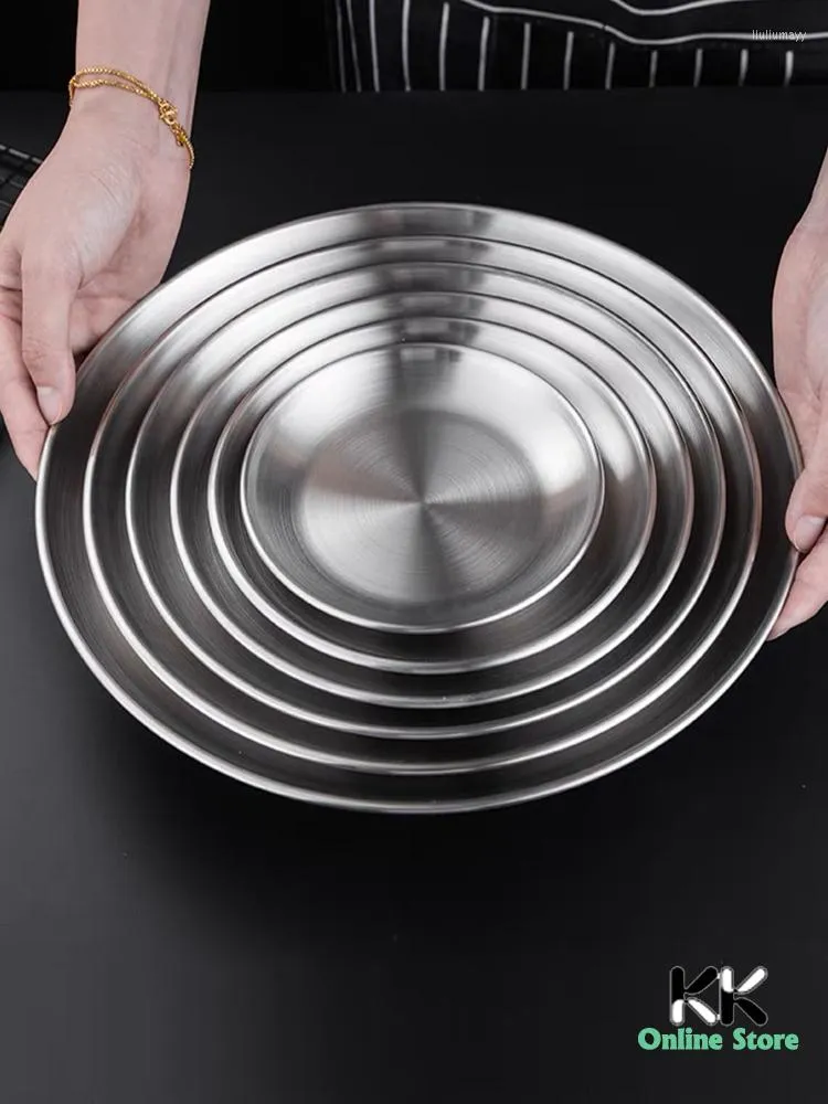 Plates 304 Stainless Steel Table Plastic Plate Sets Tableware Service Tray Dinner Set Bar Kitchen Accessories