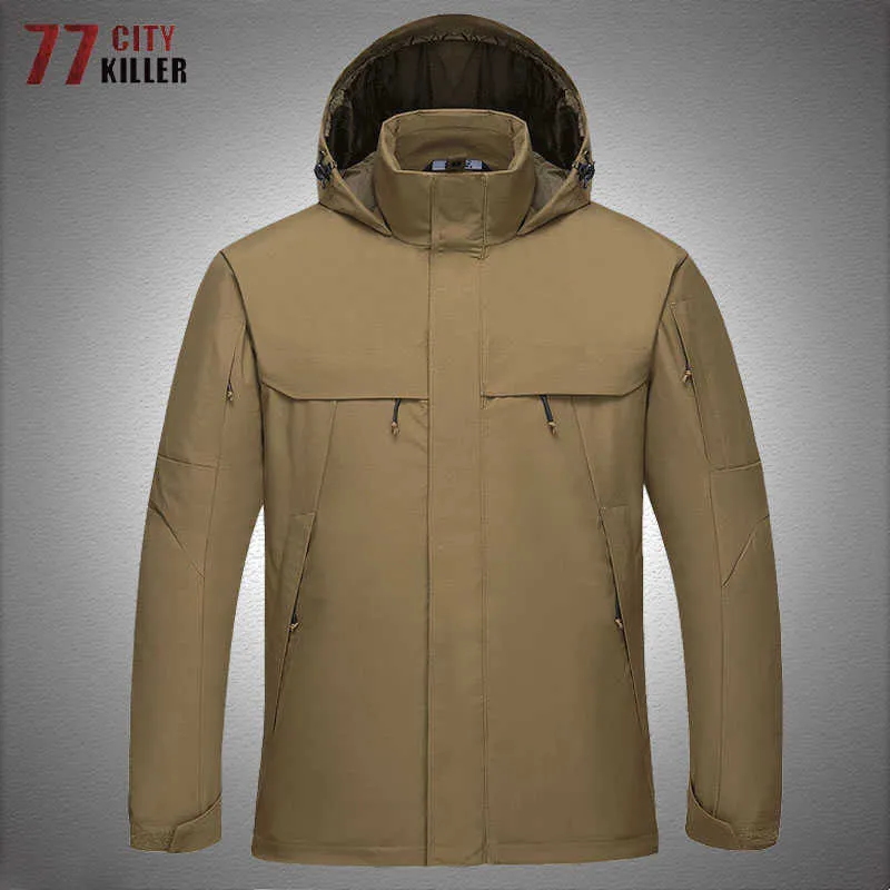 야외 재킷 후드 분리 가능한 야외 3 in 1 전술 자켓 남자 바람에 맞춰 겨울 남성을 두껍게하는면 코트 훈련을 타고 따뜻한 재킷 0104
