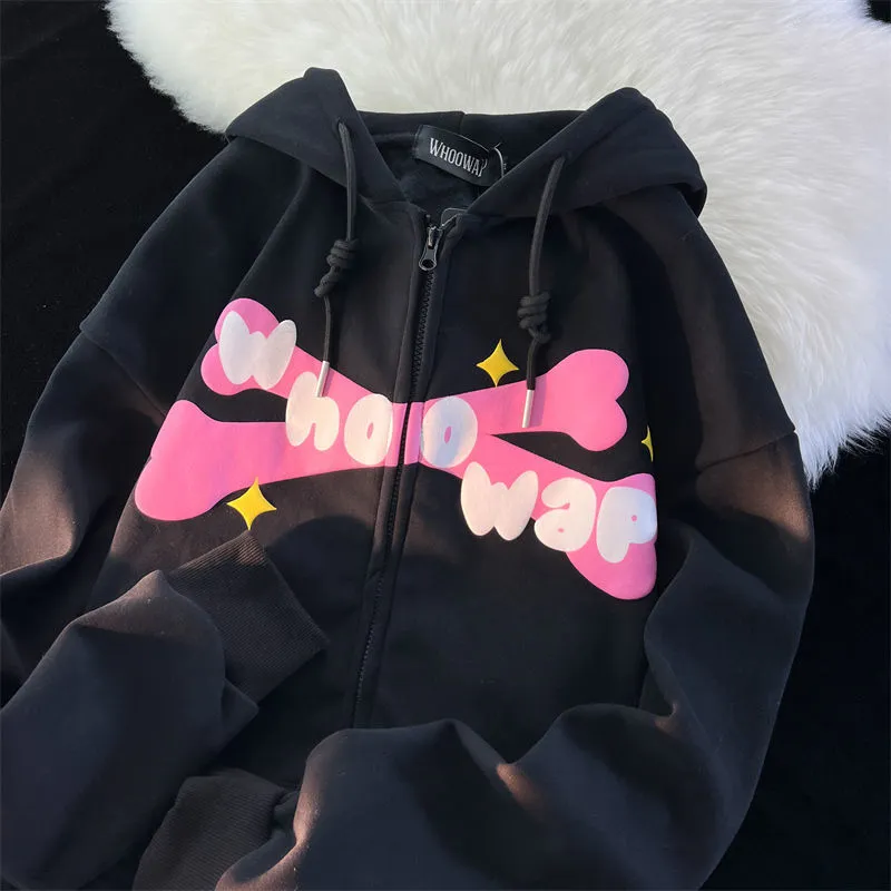 Kawaii Y2K Zip Up Hoodie - Womens Anime Streetwear