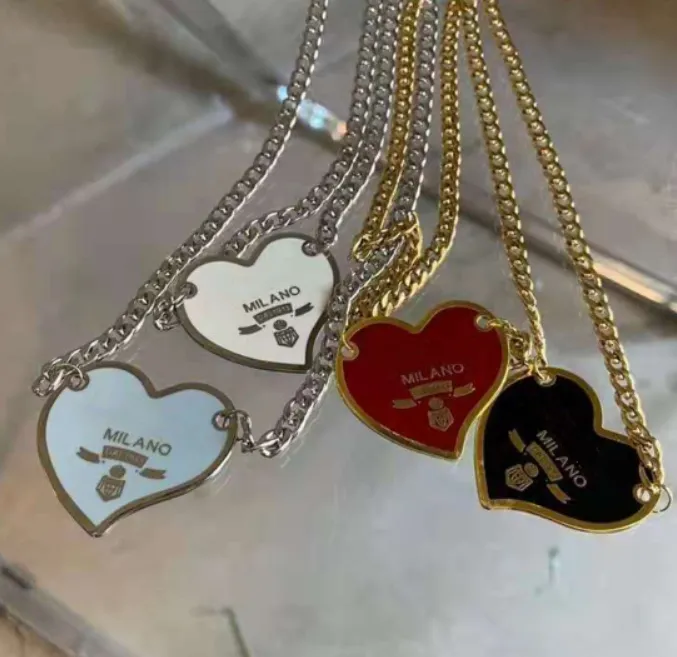 Europese perzik hartvormige email ketting trendy niche temperamentvol eenvoudige zoete zoete sleutelbeen ketting trui ketting