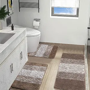 Microfiber Absorbent Bath Shower Mat Carpets and U-Shaped Toilet Rug