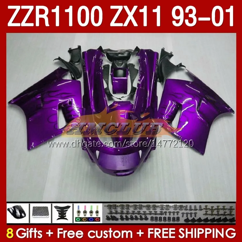 Purple&Flames Kawasaki Zzr600 Fairing Kit For From Charles Auto