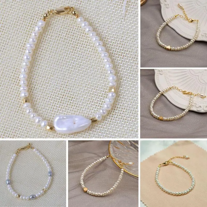 Strand doğal tatlı su inci bilezik şık zincir kadın boncuklar güzel mücevherler orijinal tasarım moda hediyeler yıl için