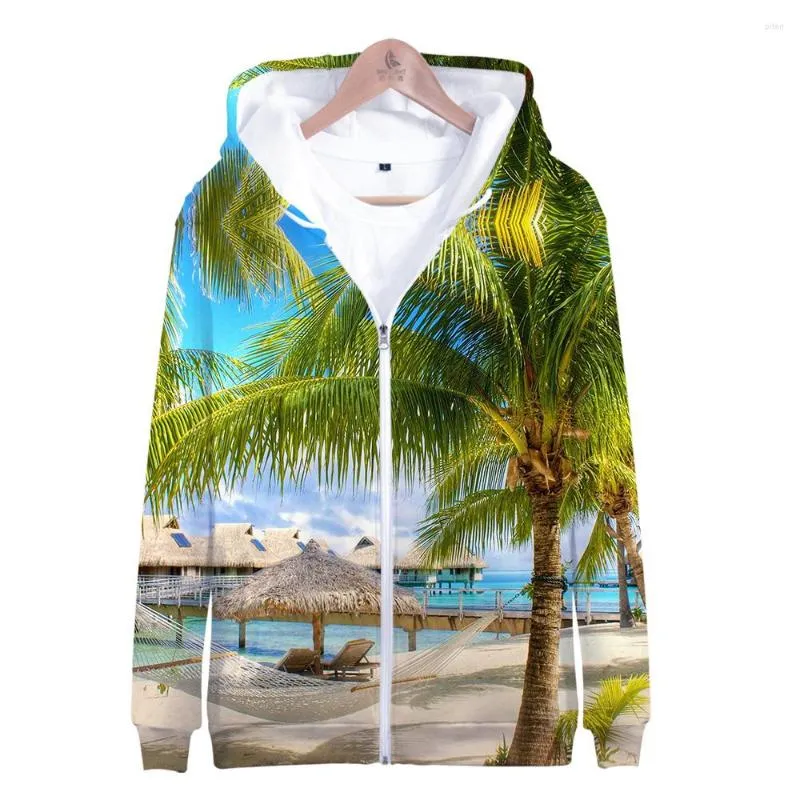 Hoodies pour hommes Sweatshirt à noix de coco plage Nature Beach Hommes Femmes Femmes Ocean Hotage Beau Sweet Sweet Zipper Sweat à capuche Unisexe
