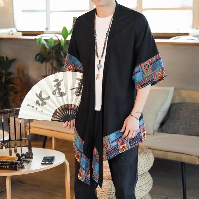エスニック服男性のための中国の伝統服オリエンタルトップシャツhanfuブラウスリネンヴィンテージ着物カーディガンTZ2032