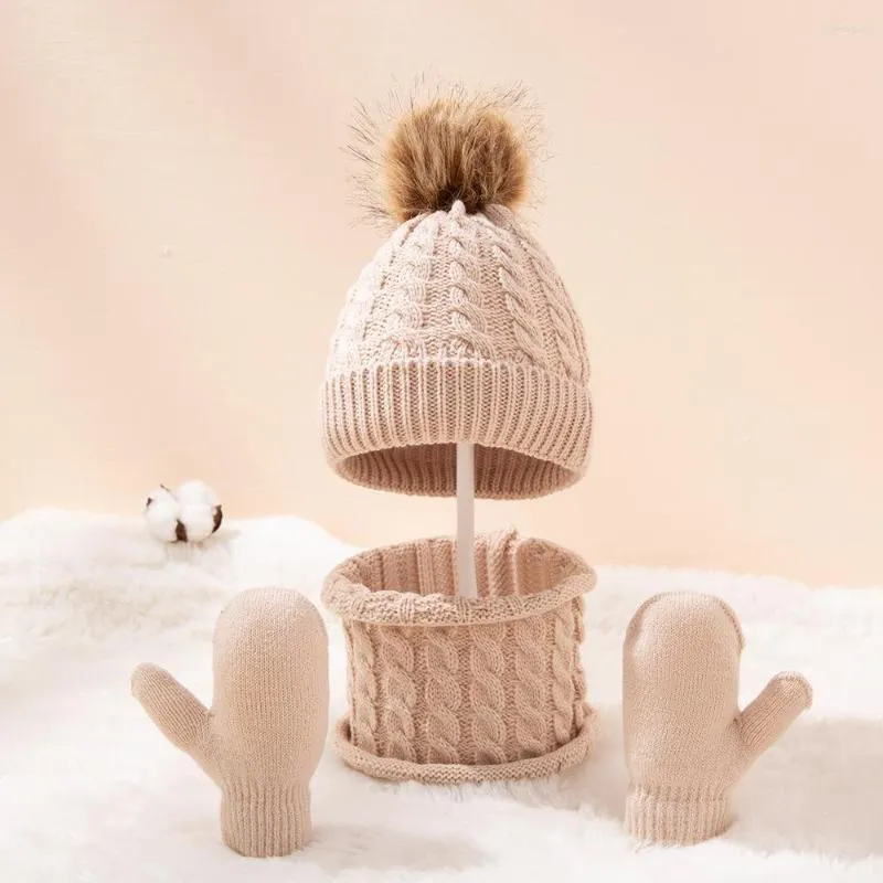 Accessoires pour cheveux 3 PCS/LOTS chauds enfants chapeau écharpe gants automne hiver ensemble né bébé costume 2 ensemble