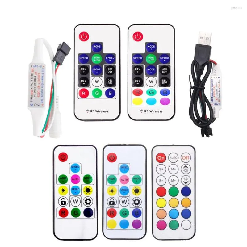 Controllers USB/DC MINI 3Keys RF 14/17/21Keys LED Pixel Strip Light Controller For WS2811 WS2812B SK6812 1903 With Remote DC5-24V