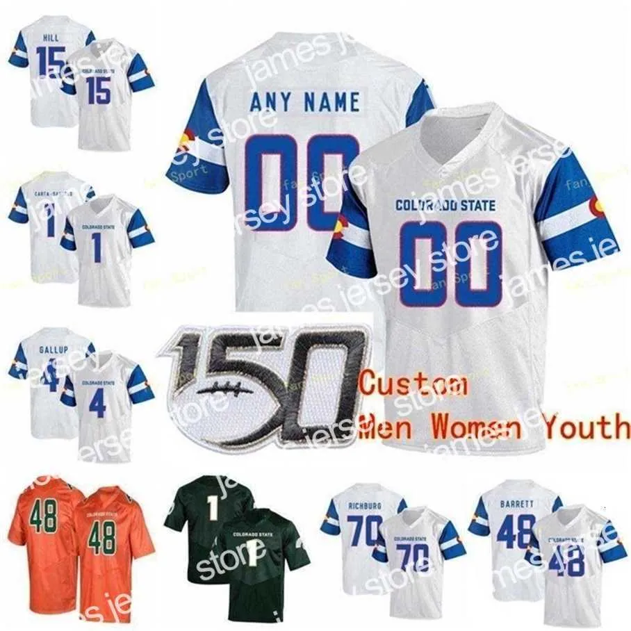 American College Football Wear Thr NCAA College Jerseys Colorado State 12 Patrick O'Brien 15 Collin Hill 22 Dante Wright 24 Izzy Matthews 27 Jaylen Thomas Custom Foot