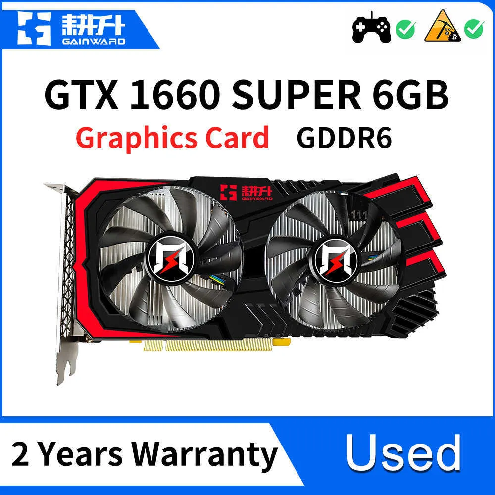 Använde Gainward GTX 1660 Super 6GB GeForce GDDR6 Gaming 1660S grafikkort 192bit 14000MHz GTX1660 NVIDIA -grafikkort för skrivbord