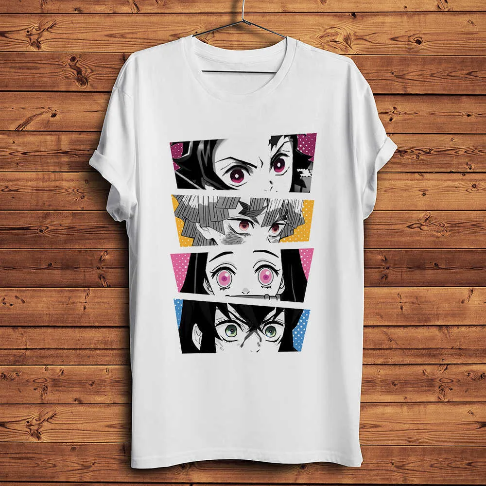 Męskie koszulki Tanjirou Zenitsu Nezuko iNosuke Demonslayer Eyes Funny Anime Tshirt Men Nowe białe homme swobodne krótkie koszulka unisex streetwear t230103