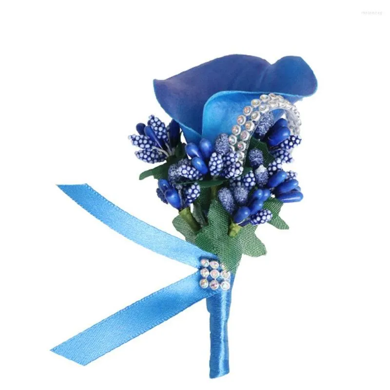 Fleurs décoratives 1 pièce mariage marié marié boutonnière PU Calla Lily fleur artificielle hommes costume broche Corages fête bal