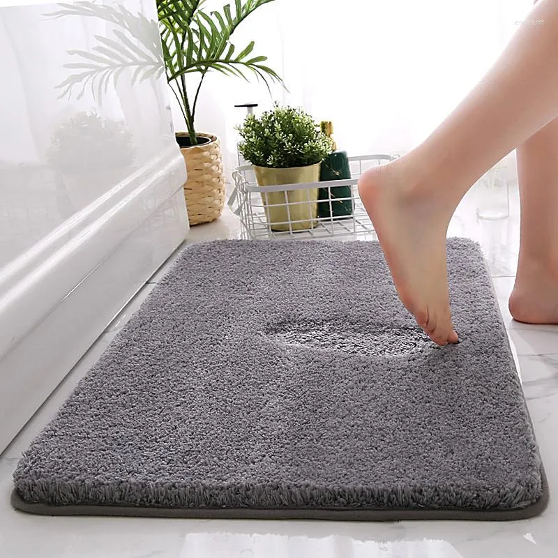 Carpets 50x80CM Fleece Embossed Bathroom Bath Mat Non-slip Basin Bathtub Side Floor Rug Shower Room Doormat Memory Foam Pad