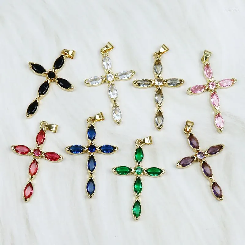 Pendentif Colliers 10 Pcs Croix Collier Or Bijoux Chaîne Mix Couleur Cristal 52573