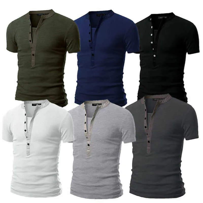 T-shirts pour hommes Slim Fit col en V à manches courtes Muscle Tee T-shirt Casual Tops Henley T-shirts Solid Summer Tops Tee T230103