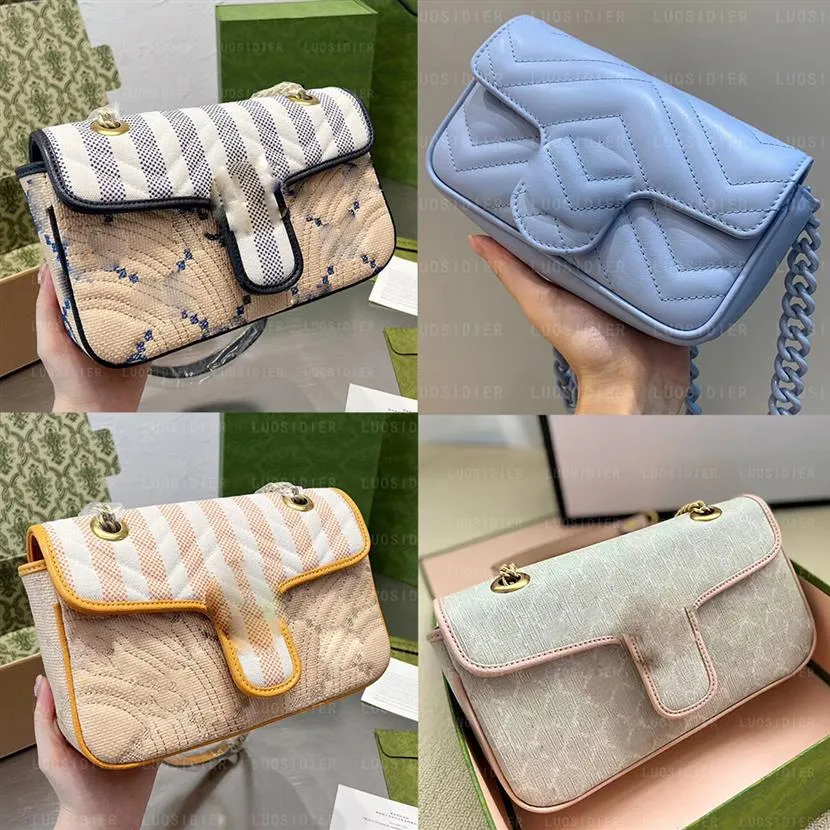 2022 nuova borsa a tracolla Marmont Marmont marsupio Beige blu borsa a tracolla mini manico superiore finitura in ceramica designer di lusso pur227R