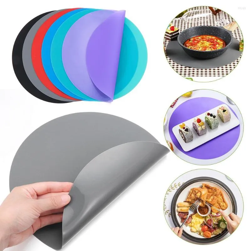 1pc Round Black Silicone Heat Insulation Pad, Non-slip And Heat-resistant  Table Mat For Hot Pots, Bowls And Cups In Home