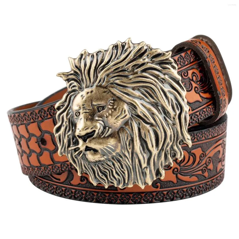 Ceintures Boucle Lion Ceinture En Relief Accessoires Décoratifs Antiques Pour Hommes