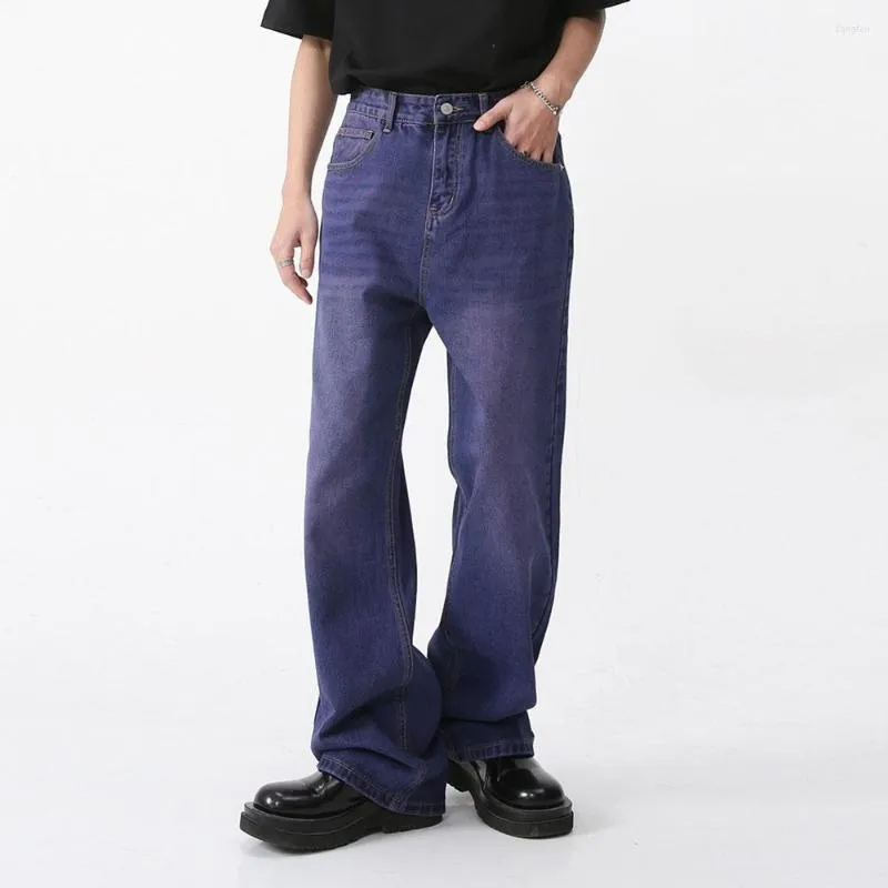 Mens Jeans Men Purple Denim Pants Streetwear Vintage Washed Fashion Loose Casual Wide Leg Hip Hop Trousers