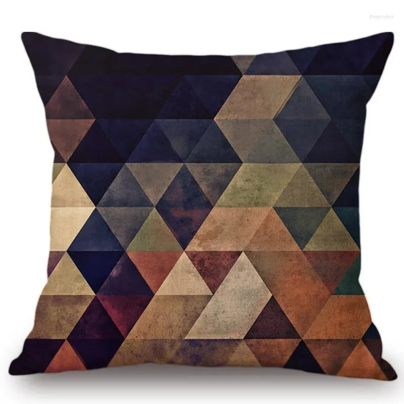 Pillow Nordic Luxury Style Mosaic Triangle Plaids Geometric Case Cover Car Seat Office Chair Decor Throw