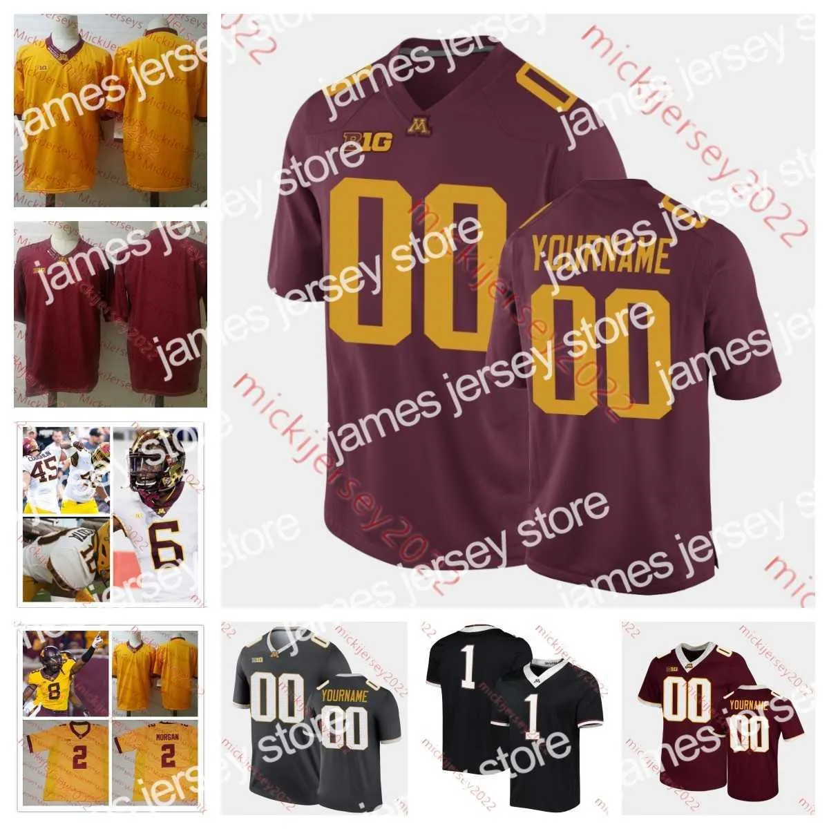 Vêtements de football universitaire américain personnalisés Football pour jeunes des Golden Gophers du Minnesota 26 Zach Evans 27 Quentin Redding 30 Jordan Nubin 33 Max Grand 47 Wyatt Schroeder 50 J. Gu