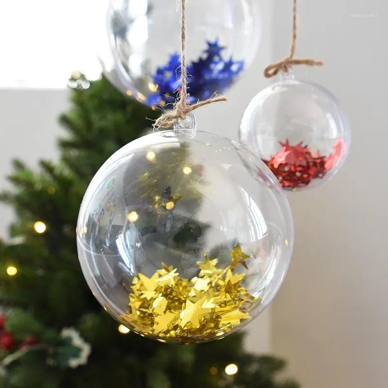 Party Decoration 10 Pairs 4/5/6cm Transparent Open Plastic Christmas Decorations Ball Clear Bauble Ornament Gift Present Box
