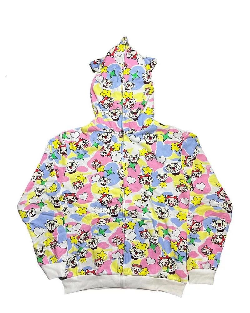 Kvinnors hoodies tröjor älskar stjärnor kamouflage tryck zip hoodie kawaii söt jacka avslappnad långärmad lös topp retro överdimensionerad tröja 230103