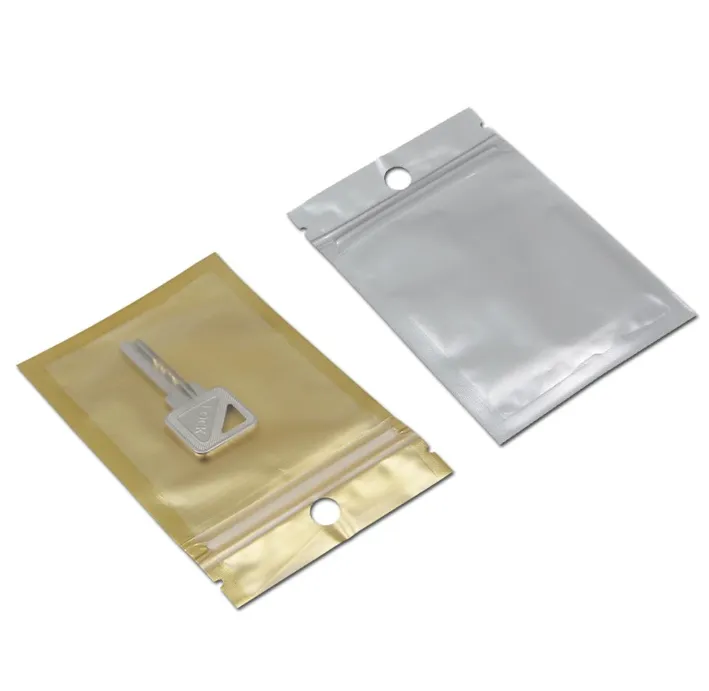 Toptan Altın / Açık Kendi Mühür Fermuarı Plastik Perakende Paket Ambalaj Çantası Fermuar Kilit Paketleme Çantaları Hang Delikli 10 Boyutlar